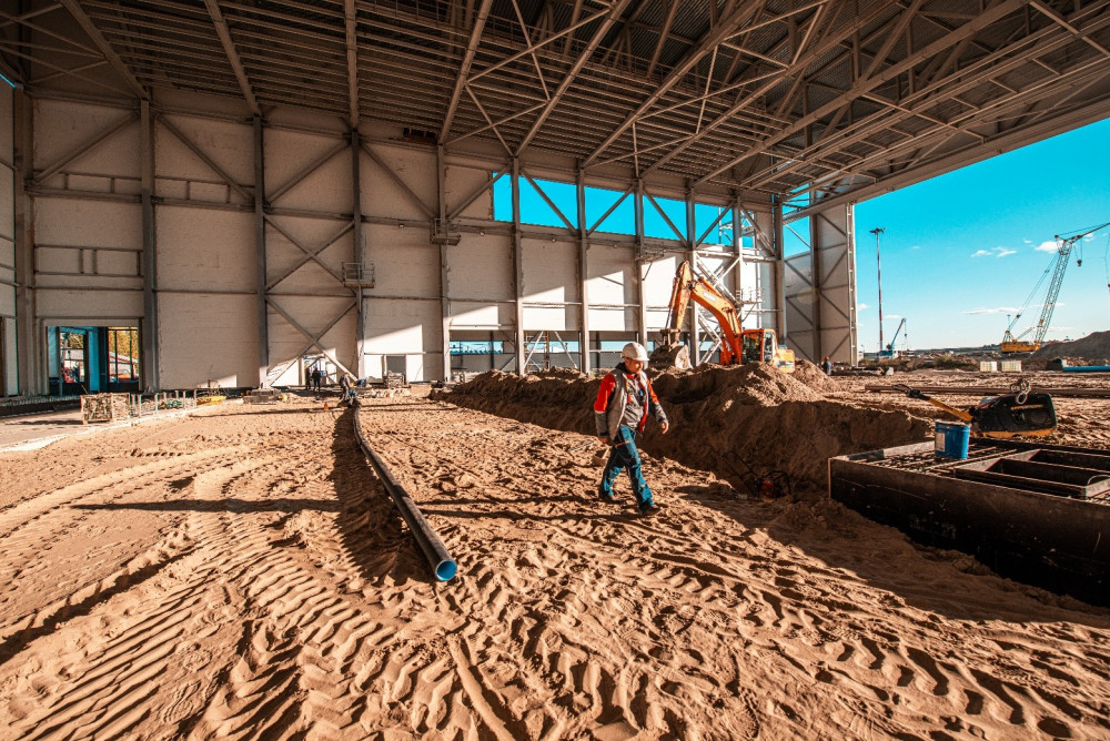 Строительство ангарного комплекса в аэропорту «Рощино», г. Тюмень